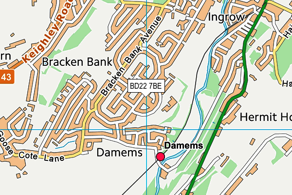 BD22 7BE map - OS VectorMap District (Ordnance Survey)