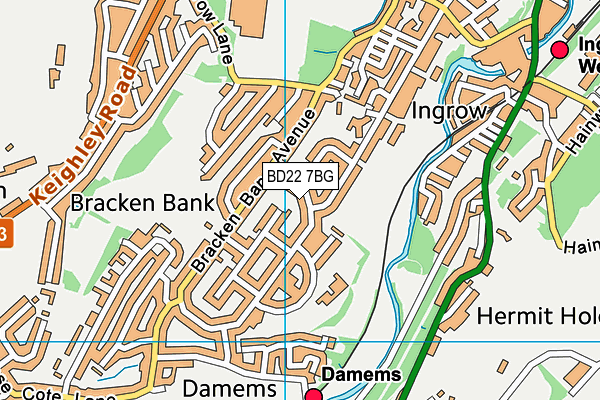 BD22 7BG map - OS VectorMap District (Ordnance Survey)