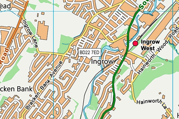 BD22 7ED map - OS VectorMap District (Ordnance Survey)