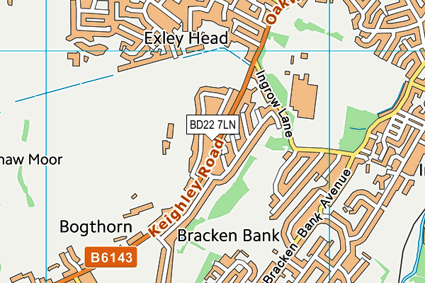 BD22 7LN map - OS VectorMap District (Ordnance Survey)