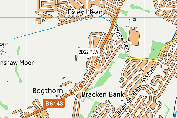 BD22 7LW map - OS VectorMap District (Ordnance Survey)