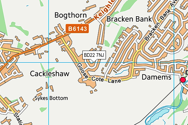 BD22 7NJ map - OS VectorMap District (Ordnance Survey)