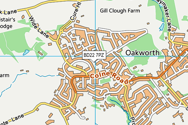 BD22 7PZ map - OS VectorMap District (Ordnance Survey)