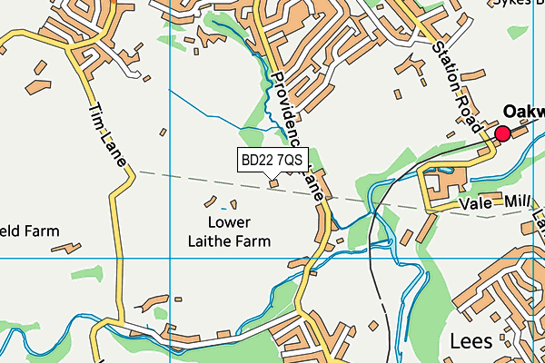 BD22 7QS map - OS VectorMap District (Ordnance Survey)