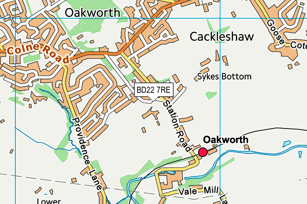 BD22 7RE map - OS VectorMap District (Ordnance Survey)