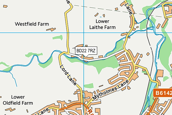 BD22 7RZ map - OS VectorMap District (Ordnance Survey)