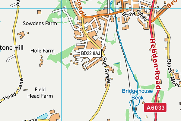 BD22 8AJ map - OS VectorMap District (Ordnance Survey)