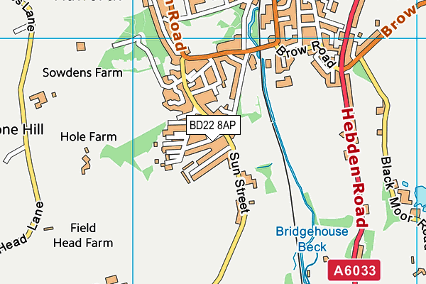 BD22 8AP map - OS VectorMap District (Ordnance Survey)