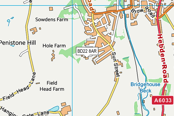 BD22 8AR map - OS VectorMap District (Ordnance Survey)