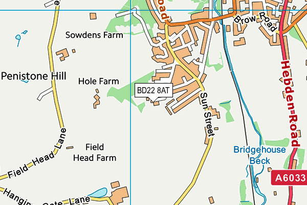 BD22 8AT map - OS VectorMap District (Ordnance Survey)