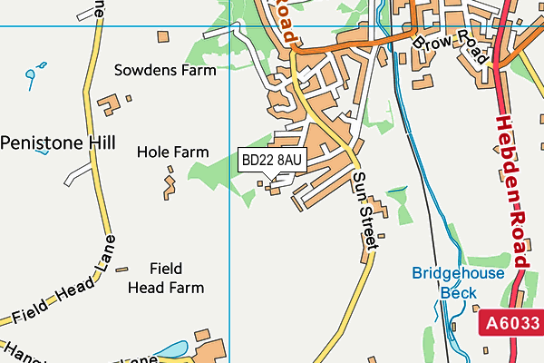 BD22 8AU map - OS VectorMap District (Ordnance Survey)