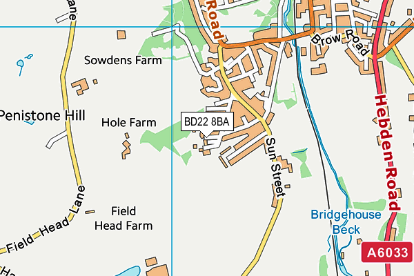BD22 8BA map - OS VectorMap District (Ordnance Survey)