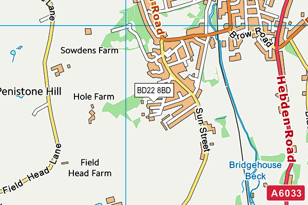 BD22 8BD map - OS VectorMap District (Ordnance Survey)