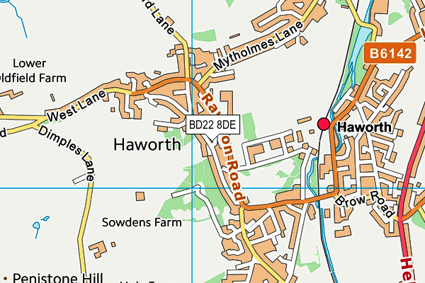 BD22 8DE map - OS VectorMap District (Ordnance Survey)