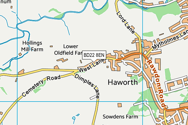 Haworth Cricket Club map (BD22 8EN) - OS VectorMap District (Ordnance Survey)