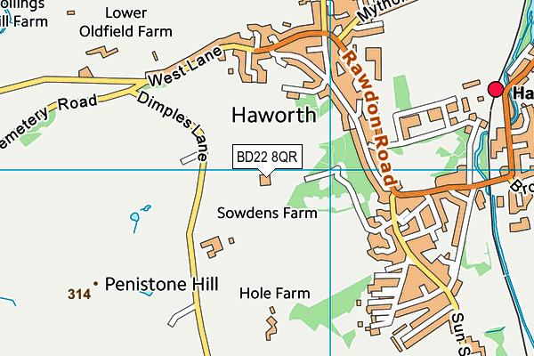 BD22 8QR map - OS VectorMap District (Ordnance Survey)