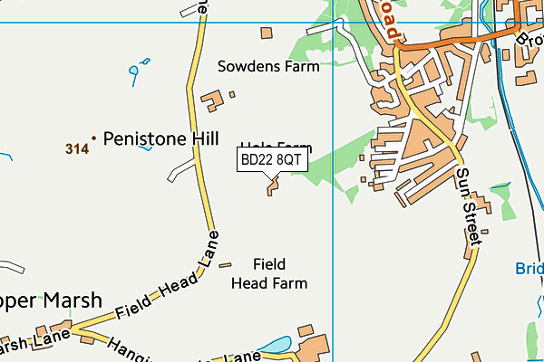 BD22 8QT map - OS VectorMap District (Ordnance Survey)