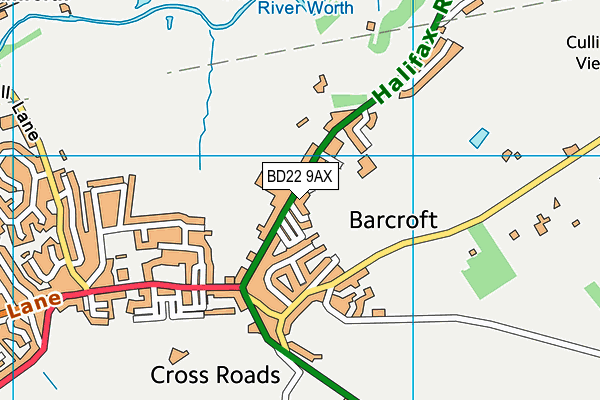 BD22 9AX map - OS VectorMap District (Ordnance Survey)