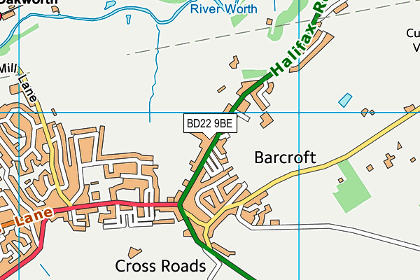 BD22 9BE map - OS VectorMap District (Ordnance Survey)