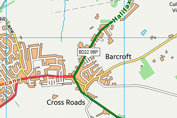 BD22 9BP map - OS VectorMap District (Ordnance Survey)