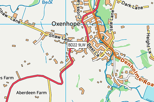 BD22 9LW map - OS VectorMap District (Ordnance Survey)