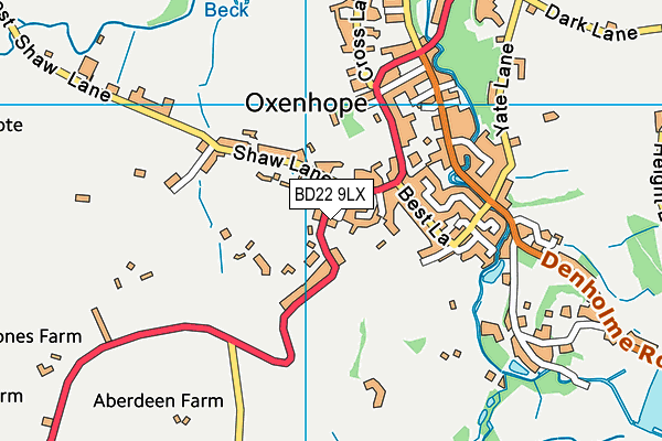 BD22 9LX map - OS VectorMap District (Ordnance Survey)