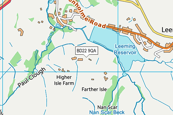 BD22 9QA map - OS VectorMap District (Ordnance Survey)