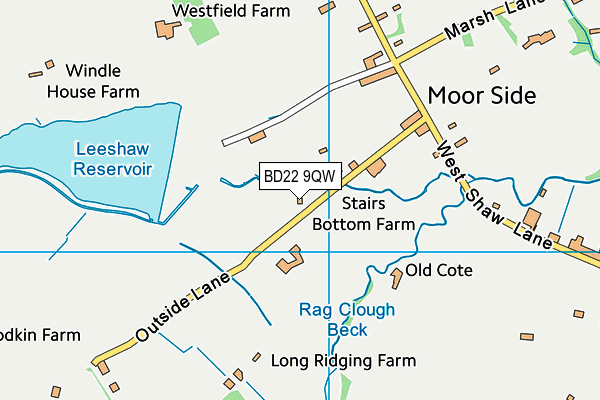 BD22 9QW map - OS VectorMap District (Ordnance Survey)