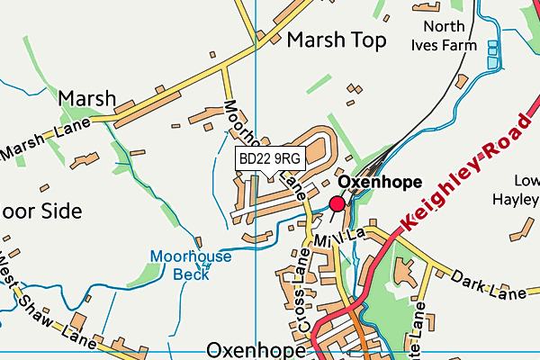 BD22 9RG map - OS VectorMap District (Ordnance Survey)