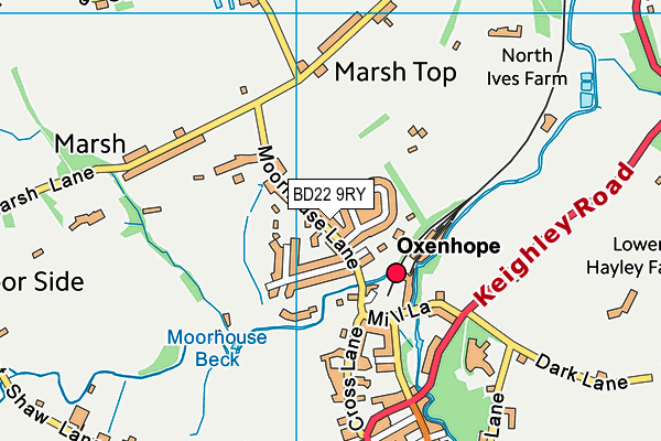 BD22 9RY map - OS VectorMap District (Ordnance Survey)