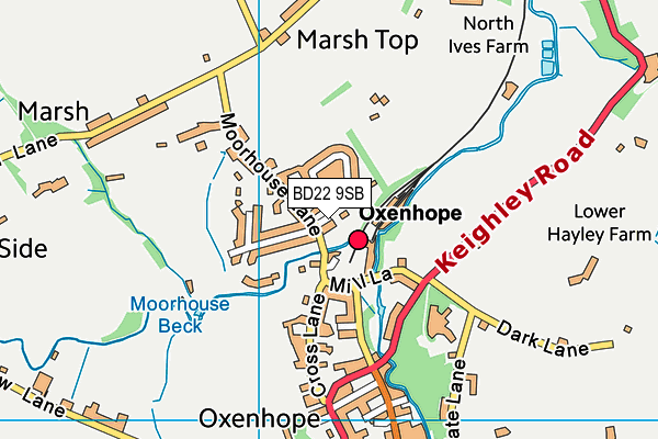 BD22 9SB map - OS VectorMap District (Ordnance Survey)