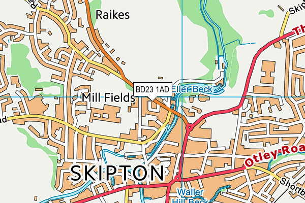 BD23 1AD map - OS VectorMap District (Ordnance Survey)