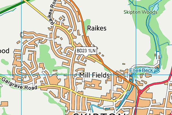 BD23 1LN map - OS VectorMap District (Ordnance Survey)