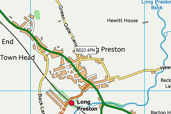 Long Preston Playing Field Association map (BD23 4PN) - OS VectorMap District (Ordnance Survey)