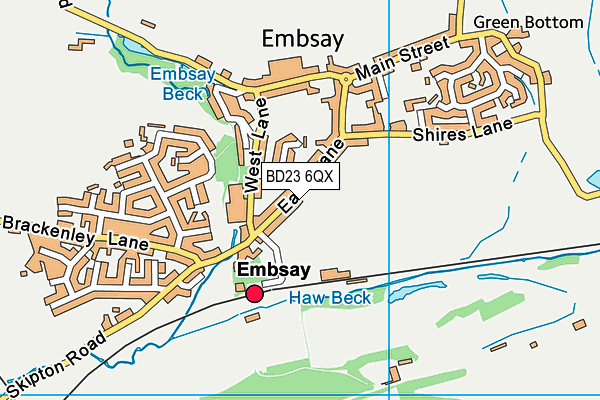 BD23 6QX map - OS VectorMap District (Ordnance Survey)