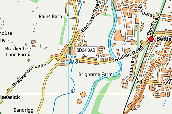 BD24 0AB map - OS VectorMap District (Ordnance Survey)