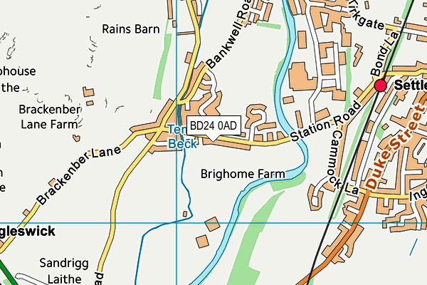 BD24 0AD map - OS VectorMap District (Ordnance Survey)