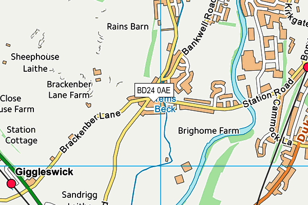 BD24 0AE map - OS VectorMap District (Ordnance Survey)