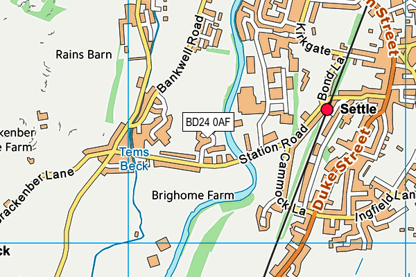 BD24 0AF map - OS VectorMap District (Ordnance Survey)