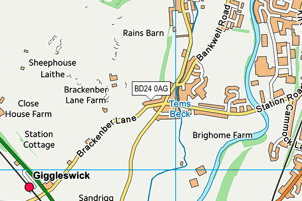 BD24 0AG map - OS VectorMap District (Ordnance Survey)