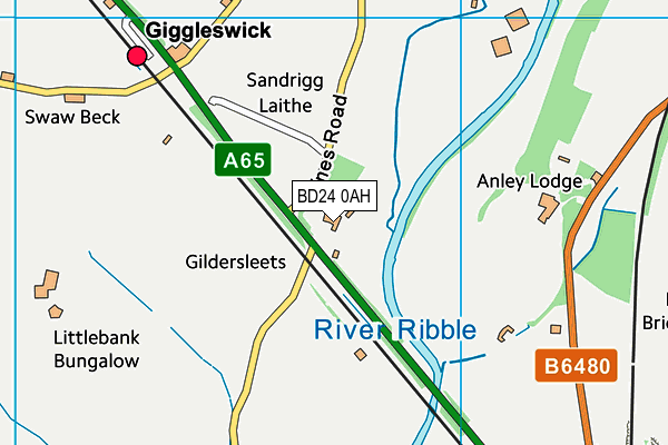 BD24 0AH map - OS VectorMap District (Ordnance Survey)