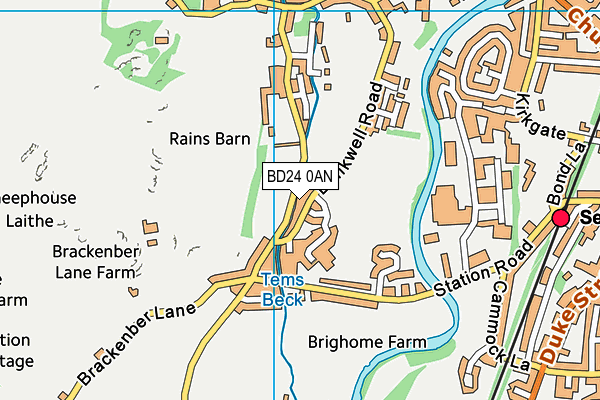 BD24 0AN map - OS VectorMap District (Ordnance Survey)
