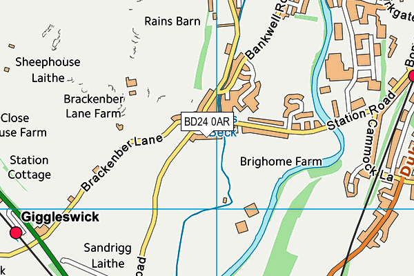BD24 0AR map - OS VectorMap District (Ordnance Survey)