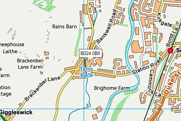 BD24 0BX map - OS VectorMap District (Ordnance Survey)