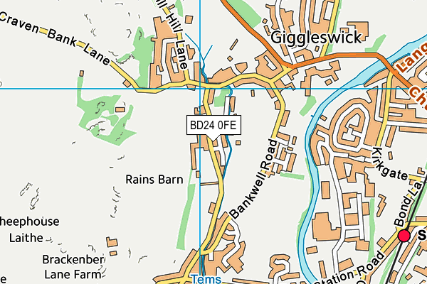 BD24 0FE map - OS VectorMap District (Ordnance Survey)