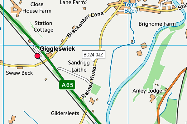 BD24 0JZ map - OS VectorMap District (Ordnance Survey)