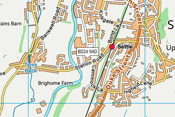 BD24 9AD map - OS VectorMap District (Ordnance Survey)