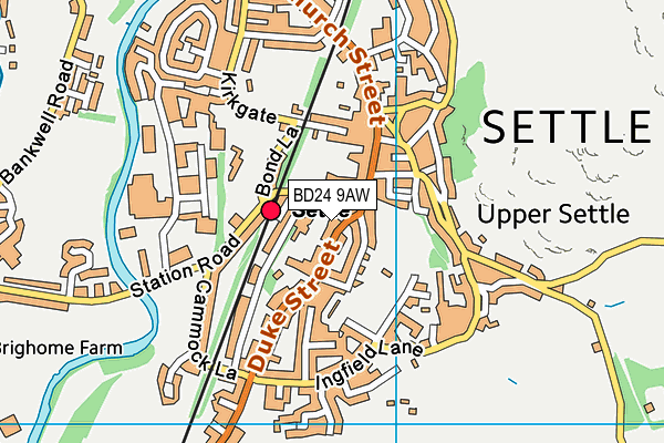 BD24 9AW map - OS VectorMap District (Ordnance Survey)
