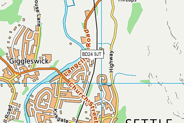 BD24 9JT map - OS VectorMap District (Ordnance Survey)