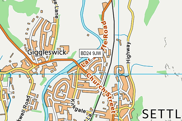 BD24 9JW map - OS VectorMap District (Ordnance Survey)